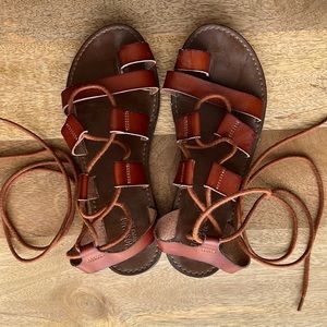 Leather Tie-Ankle Gladiator Sandal